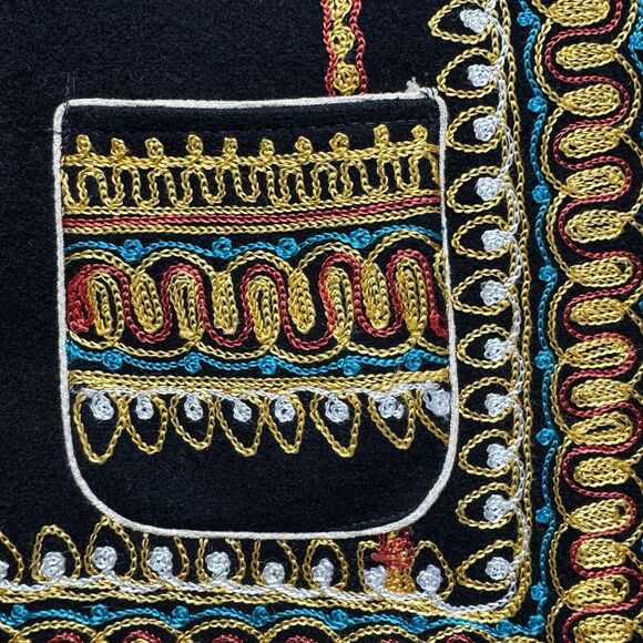 VTG 70s 80s Velvet Vest Embroidery Boho Women’s Size S-M Black Gold Jimi Hendrix - Picture 3 of 8